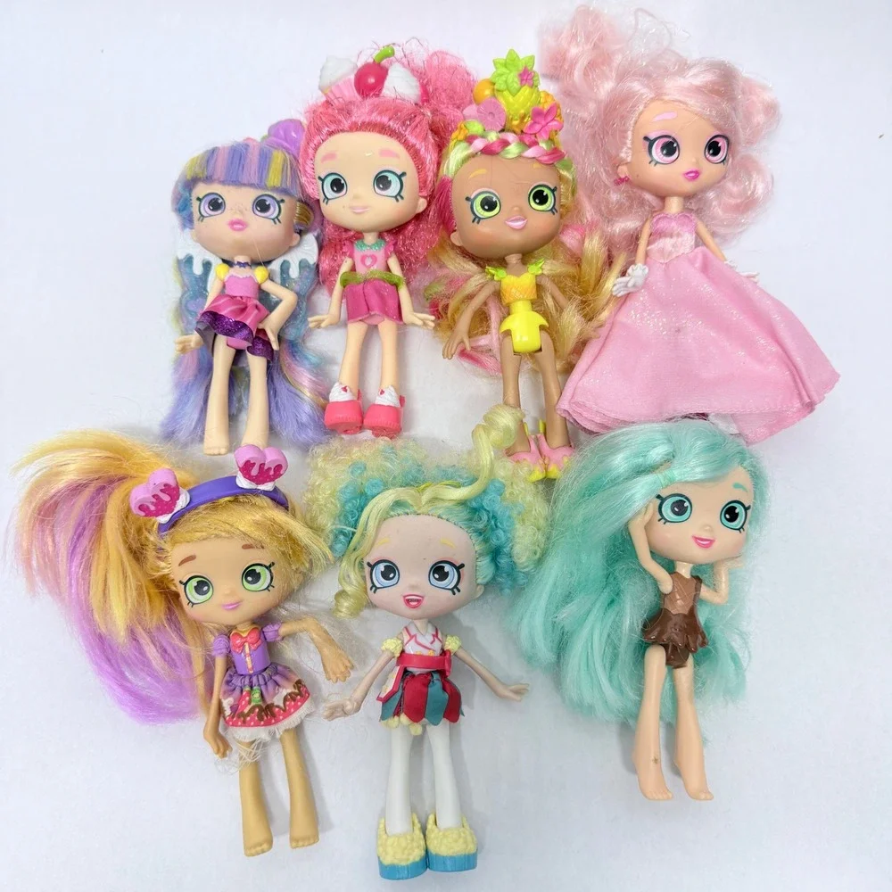 Shopkins Shoppies Doll Lot of 7 Moose Toys Colorful Hair Figures 5.5 Inch